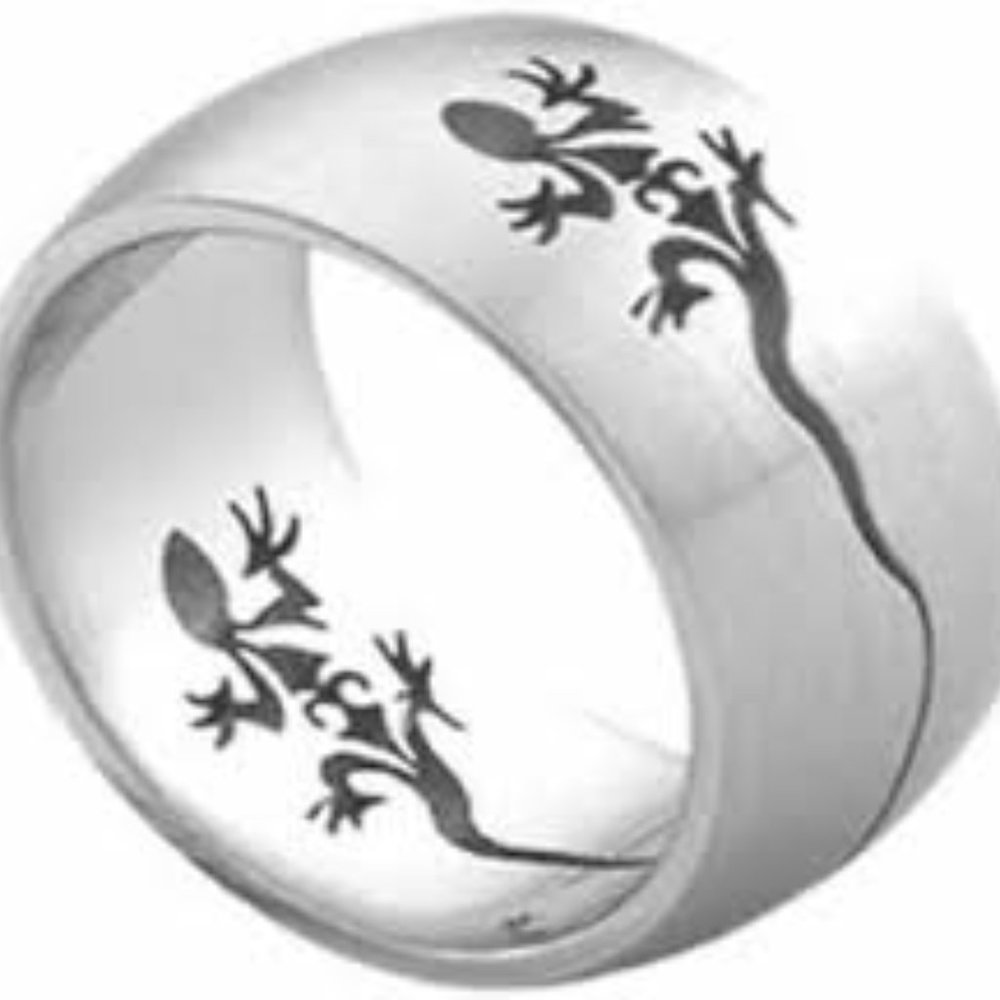 Stainless Steel Lizard/Gecko Cutout Band Ring